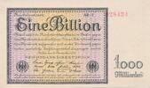 Deutschland Deutsches Reich 1 Billion Mark, Reichsbanknote Banknote KN 6 Stellig, rot FZ schwarz AR -