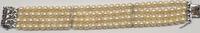 Perlenschmuck Perlenarmband 4 reihiges Armband 14K 585er Gold Verschluß mit Rubin, Akoya Perlen -