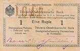 Deutschland Deutsches Reich Deutsch Ostafrika 1 Rupie DOA Serie K2, Hand US Frühling , Daressalam/Tabora -