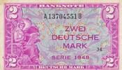 Deutschland BRD 2 Deutsche Mark, Bank deutscher Länder Banknote KN 8stellig schwarz Kenn-Bst. A, Serie B -