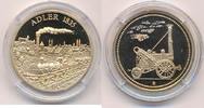 Moderne Medaille vergoldet " Geschichte der Eisenbahn " Adler 1835 -