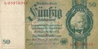 Deutschland Drittes Reich, Deutsches Reich 50 Mark Banknote Reichsbanknote Kriegsdruck ohne Udr.Bst. Serie:L KN 8stellig -