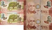 Costa Rica 1000 Colones zwei folgende Seriennummer, A009016888-9, Banknote -