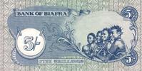 Biafra 5 Shillings Banknote Bank of Shillings -