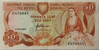 Zypern 50 Cents Banknote Kıbrıs Merkez Bankası -