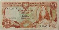 Zypern 50 Cents Banknote Kıbrıs Merkez Bankası -