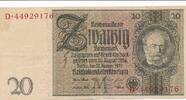 Drittes Reich Deutschland 20 Reichsmark Zwischenform, je 2 KN Vs und Rs, Udr.-Bst./Serie: M/D -