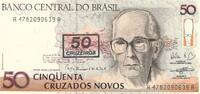 Brasilien 50 Cruzeiros auf 50 Cruzados Geldschein -