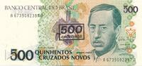 Brasilien 500 Cruzeiros auf 500 Cruzados Geldschein -