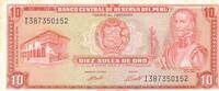 Peru 10 Soles de Oro Banknote -