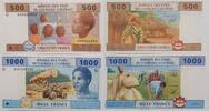 Zentralafrikanische Staaten 500, 1000 Francs Banknoten 2 Stück lot -