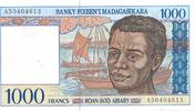 Madagaskar 1000 Francs Geldschein Banknote Madagascar -