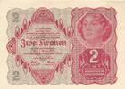 Österreich 2 Kronen BANknote, Beispiel Foto -