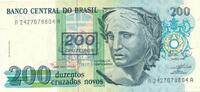 Brasilien 200 Cruzados Novos Banknote -