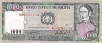 Bolivien 1000 Bolivianos Banknote -