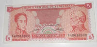 Venezuela 5 Bolivares Banknote -