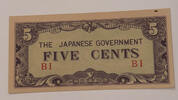Burma, Japan. Besetzung 5 Cents Banknote -