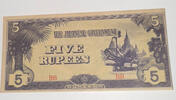 Burma, Japan. Besetzung 5 Rupien Banknote -