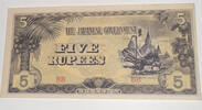 Burma, Japan. Besetzung 5 Rupien Banknote -
