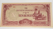 Burma, Japan. Besetzung 10 Rupien Banknote -