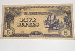 Burma, Japan. Besetzung 5 Rupien Banknote -