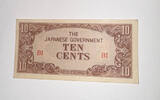 Burma, Japan. Besetzung 10 Cents Banknote -