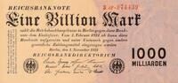 Deutsches Reich Deutschland 1 Billion Mark 1.11. 1923 KN 6stellig, Serie... 711.21 元 含税 ＋  83.67 元 运费