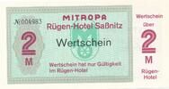 Deutschland DDR 2 Mark Mitropa Wertschein, Rügen Hotel Saßnitz -
