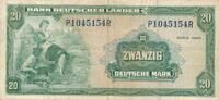 Deutschland BRD Bank Deutscher Länder 20 Deutsche Mark DM Banknote, P/P -