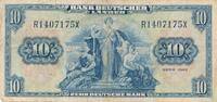 Deutschland BRD Bank Deutscher Länder 10 Deutsche Mark DM Banknote, R/X -