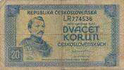 Tschechien, Czechoslovakia / Tschechoslowakei 20 Korun Banknote -