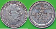 Frankreich Medaille Silbermedaille 1000er Silber Charles De Gaulle , in Memoriam viri Europaei Magni -
