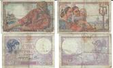 Frankreich 5 Francs, 20 Francs Banknote Geldschein 1x5 Francs, 1x20 Francs (beide Stark gebraucht IV-) Lot -