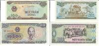 Vietnam 100, 1000 Dong Banknote Geldschein 1x100 Dong, (1991) 1x1000 Dong (1988) beide unc-, LOT -