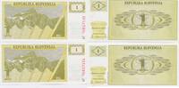 Slowenien 1 Tolar 2x folgende Nummern , 2 Scheine, Seriendruck -