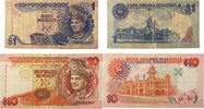 Malaya-Malaysia 1,10 Ringgit Banknoten 2 Stück Lot -