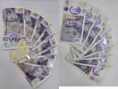 Großbritannien 8x 20 Pounds König Charles III. , 8 folgende Seriennummern, Polymer -