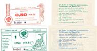 Deutschland DDR 0,50 und 1 Mark 2x Scheine; Reisebüro der DDR, Hotel Zinnowitz, Speisentalon -