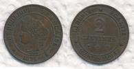 Frankreich 2 Centimes Cereskopf, Prägung A Paris Cérès III REPUBLIC -