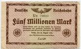 Deutsches Reich, 5 Mio. Mark 22.8.1923, Deutsche Reichsbahn Berlin, 2 kl... 12.51 元  ＋  225.22 元 运费