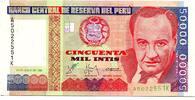 Peru, 50.000 Intis 1988, Geldschein, Banknote, UNC 37.58 元  ＋  225.47 元 运费