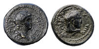 Ancient coins Nero and Hercules, 54-68 AD, AE 16, Lydia, Sardes, c. 60 AD -
