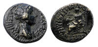 Ancient coins PHRYGIA, Eumeneia. Agrippina Junior. Augusta, AD 50-59. Ã16mm. Struck AD 54-55. R! -