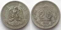 Mexiko MEXICO. 20 Centavos 1911, scarce date! silver, VF+ -