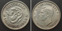 Australien AUSTRALIA. Shilling 1939, George VI, silver, UNC-! -
