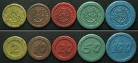 Baden-Baden CASINO BADEN-BADEN Gaming tokens 1933, 2nd series, 2,10,20,50,100 -