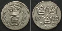 Schweden SWEDEN. 1 Öre 1712, CARL XII, silver XF! -