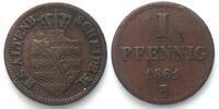 Sachsen-Altenburg SAXE-ALTENBURG 1 Pfennig 1861 B, ERNST, copper VF+ -