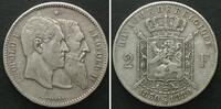 Belgien 1880 BELGIUM. 2 Francs 1880, 50th ANN. OF INDEPENDENCE silver VF... 585.62 元  ＋  100.41 元 运费