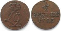 Schwarzburg-Rudolstadt Germany SCHWARZBURG-RUDOLSTADT 1/2 Pfennig 1783 LUDWIG GUNTHER II copper -